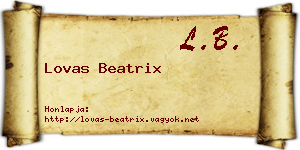 Lovas Beatrix névjegykártya